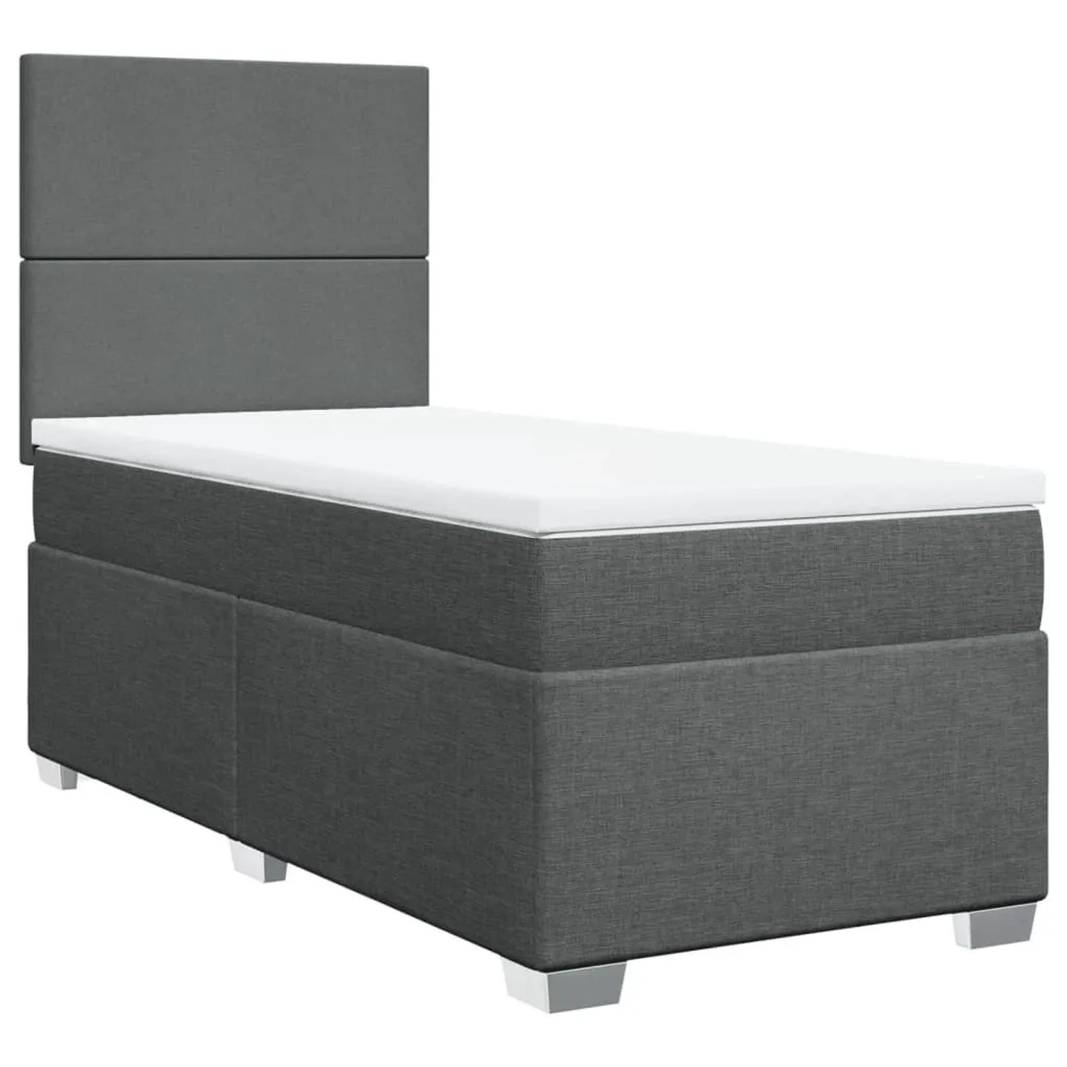 vidaXL Boxspringbett mit Matratze Dunkelgrau 90x200 cm Stoff 3290365