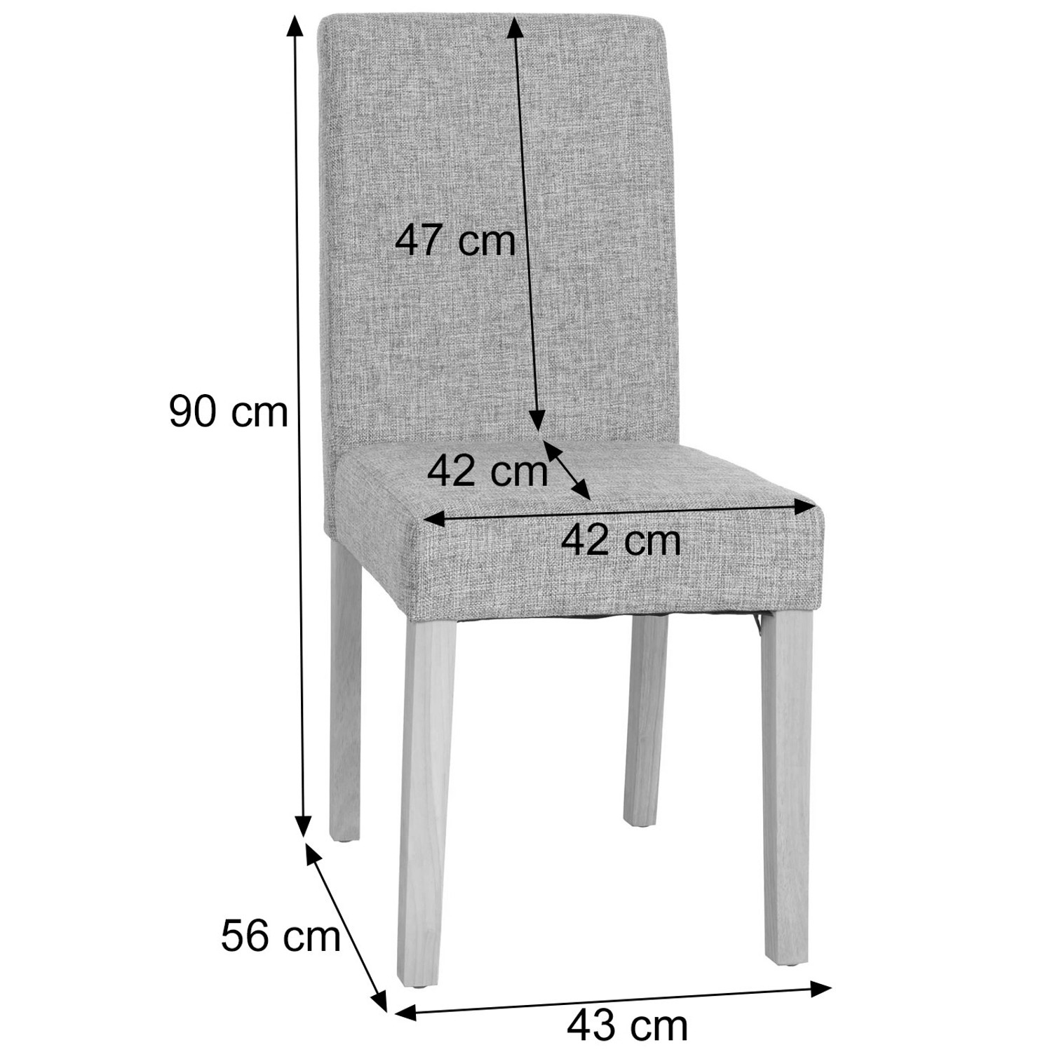 MCW Esszimmerstuhl Littau 6er-Set, Textil Grau, helle Beine. Polsterstuhl mit Stoffbezug und Holzbeinen.