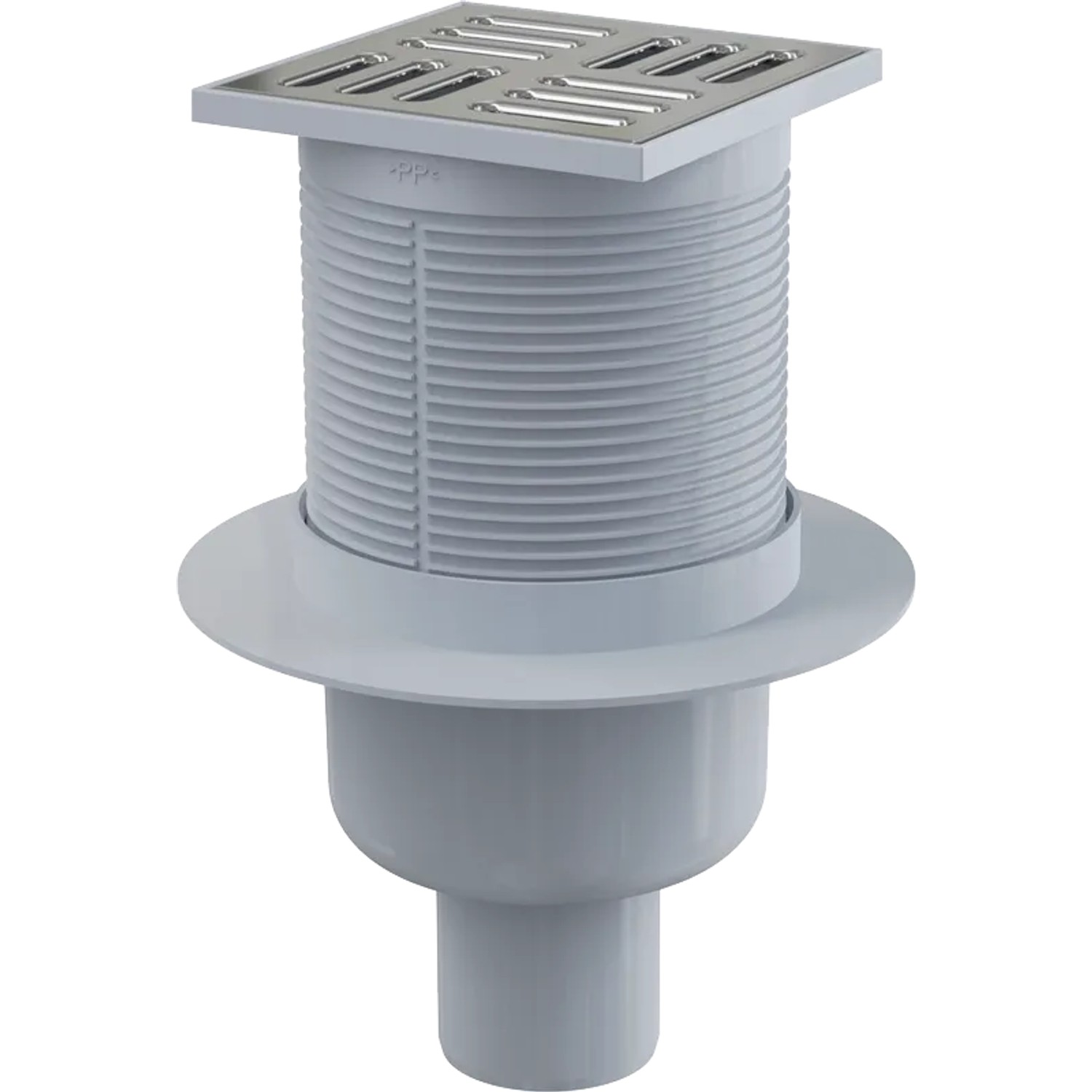 AlcaDrain Bodenablauf 105×105/50 mm senkrecht, Edelstahlrost, Kombi-Geruchsverschluss SMART