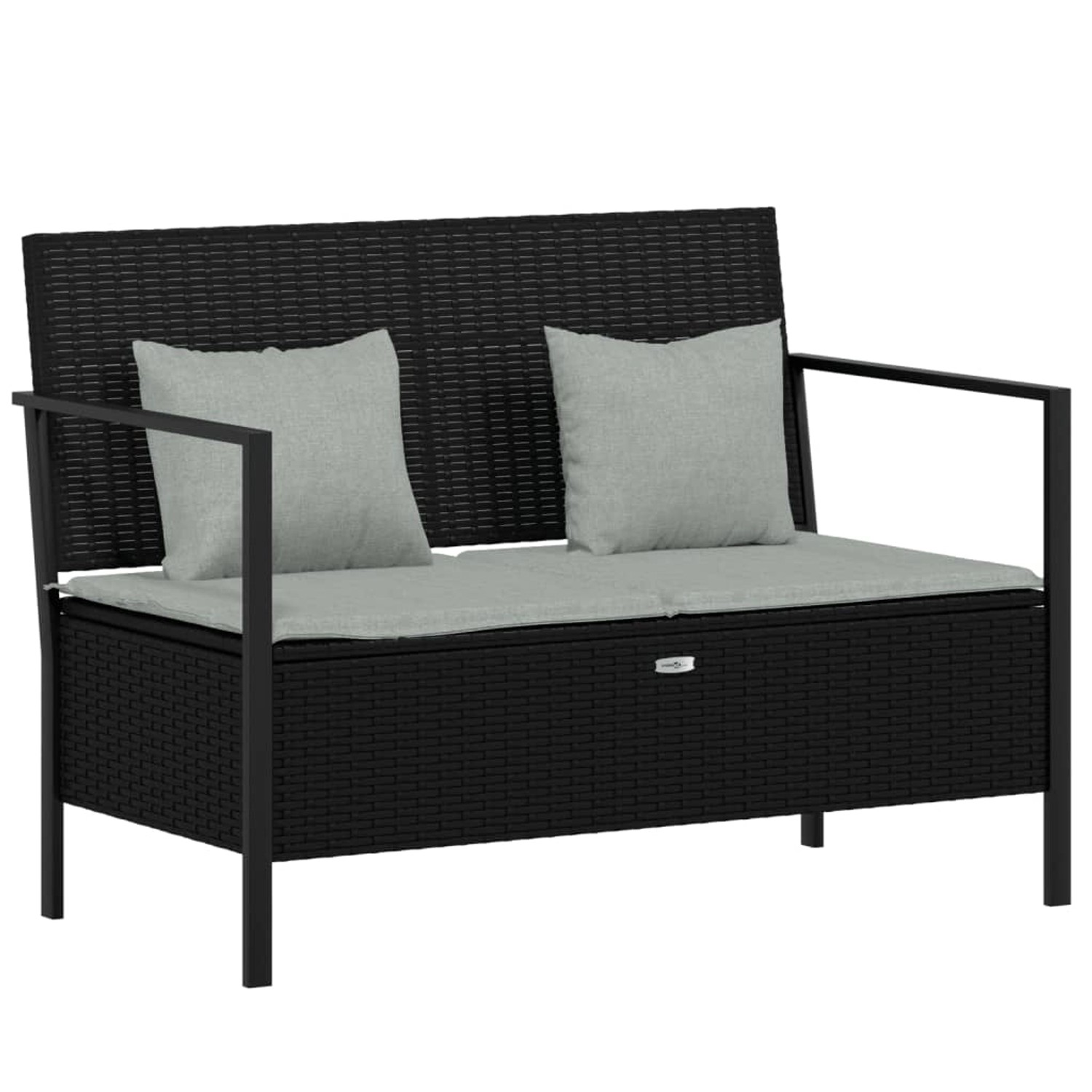 VidaXL Gartenbank Schwarz 2-Sitzer Poly Rattan mit Kissen günstig online kaufen