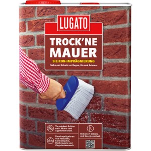 Eimer Silikon-Imprägnierung Trock´ne Mauer 10L. Anwendung auf Mauerwerk mit Pinsel. Bauabdichtung für Fassaden.