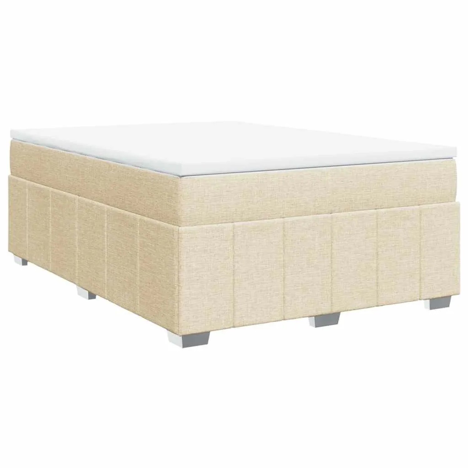 vidaXL Boxspringbett mit Matratze Creme 140x190 cm Stoff 3285475
