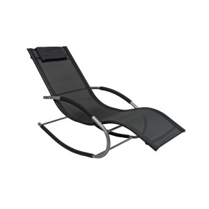 Schwarze Jardinion Schaukelliege mit Nackenkissen, ideal zum Entspannen im Garten.