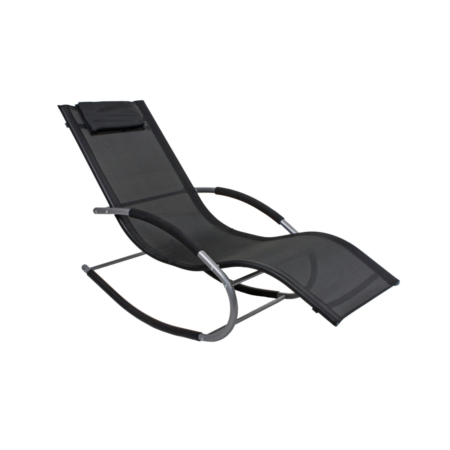 Jardinion Schaukelliege 146cm x 62cm x 89cm Schwarz Relax Liegestuhl günstig online kaufen
