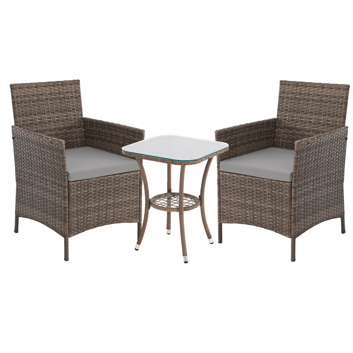 Svita Brooklyn Bistro Gartenmöbelset 3-tlg. Rattan Outdoor Gartenlounge Braun