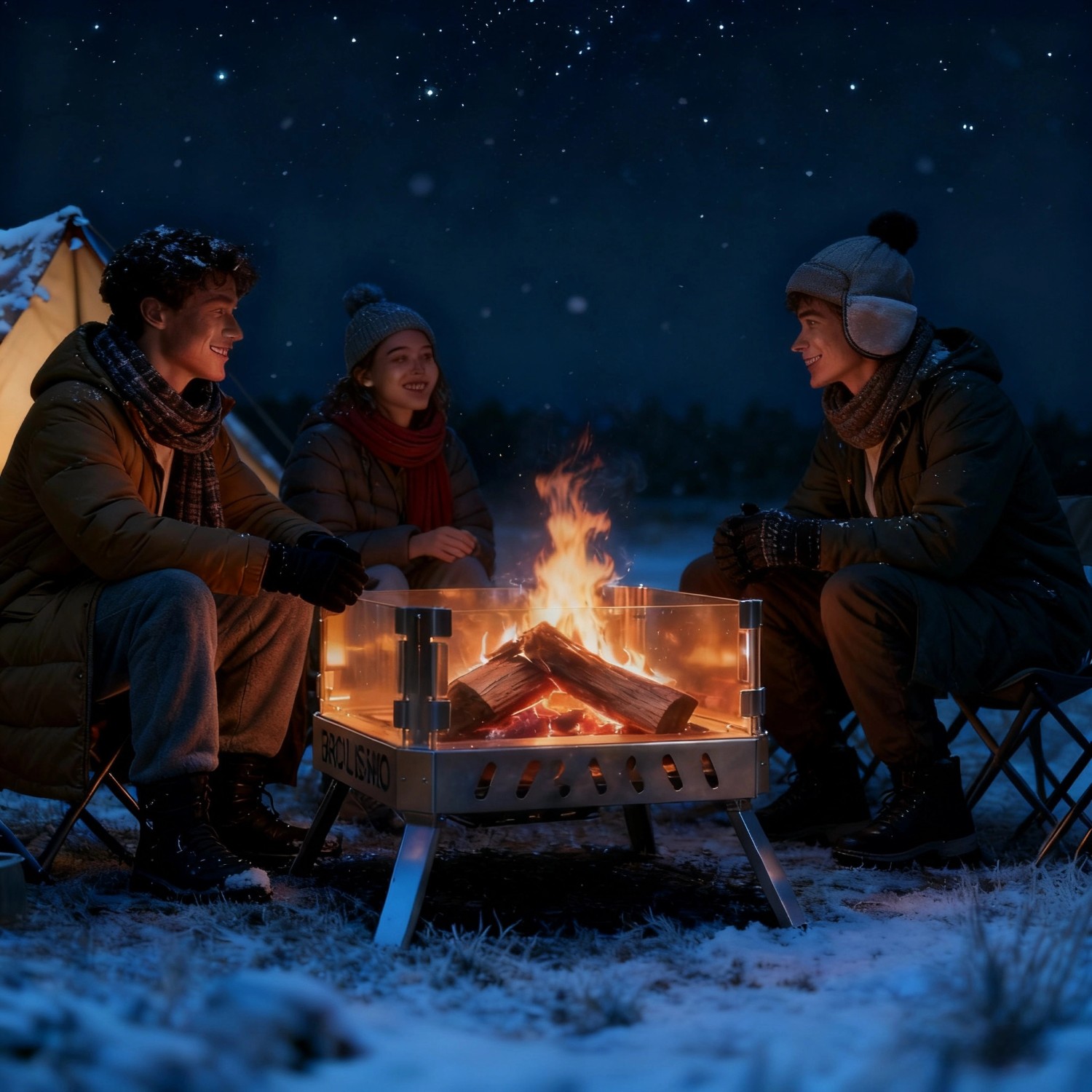 CCLIFE Feuerschale mit Glaskeramik Klappbar Tragbar Feuerschale für Garten Outdoor Camping Feuerkorb mit Grillrost Feuerstelle Edelstahl_5