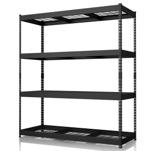 Floordirekt Schwerlastregal Yukon Rivet 4 Böden Schwarz 180 x 160 x 60 cm