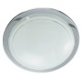 Runde Eglo Deckenleuchte Planet 1 in Chrom-Weiß mit Glasschirm.