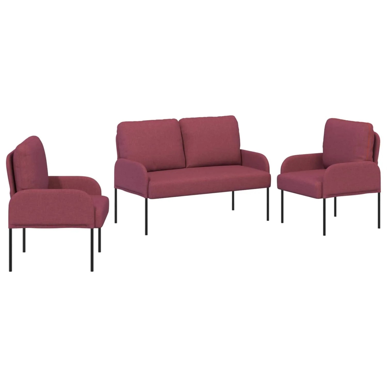 vidaXL Sofagarnituren 3 Stk Weinrot 115 x 56 x 80 cm Sperrholz 3406211