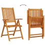 vidaXL Gartenstuhl aus Akazienholz, klappbar, braun. Teil der 5-tlg. Essgruppe.