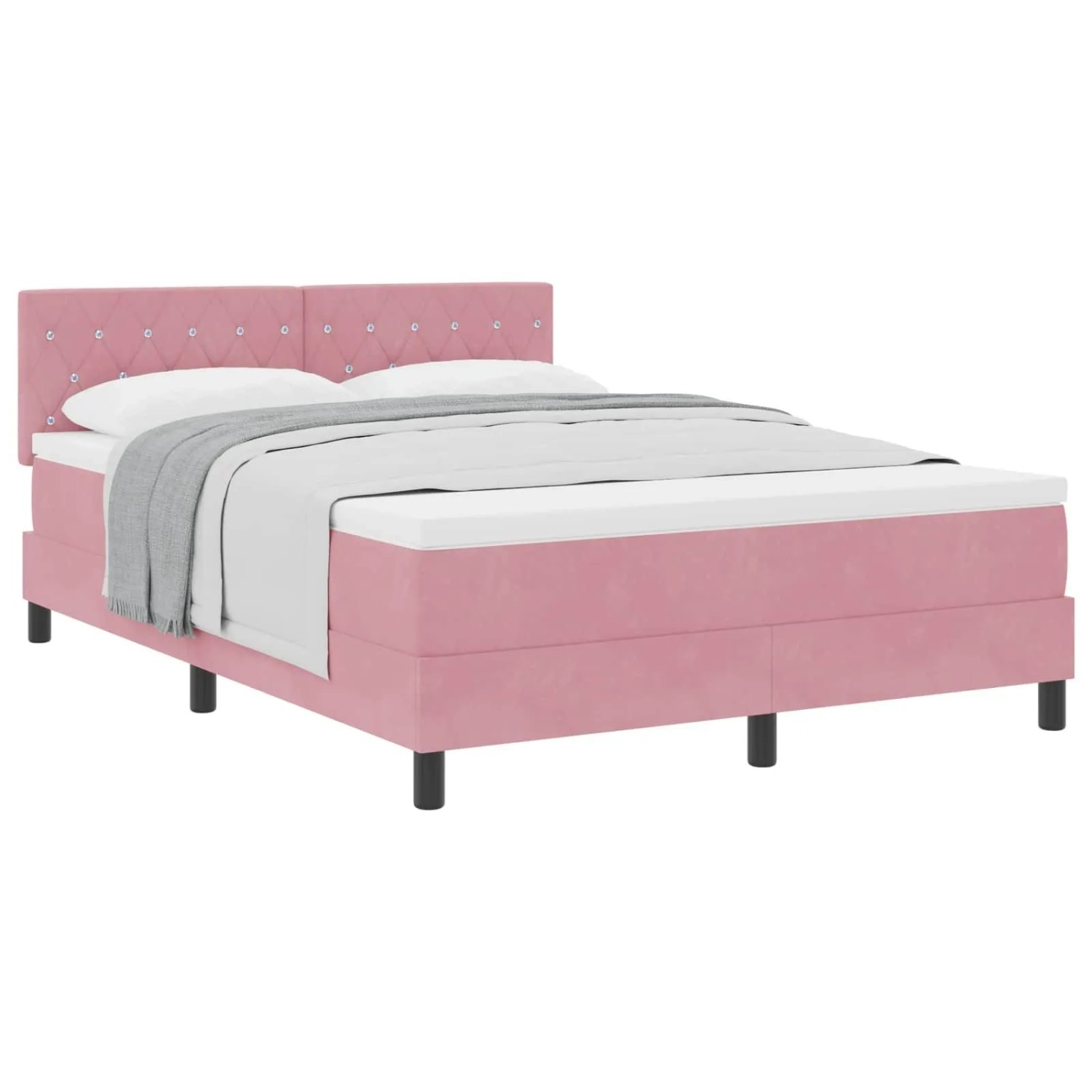 vidaXL Boxspringbett mit Matratze mit Kopfteil Rosa 140 x 190 cm Samt 3339109