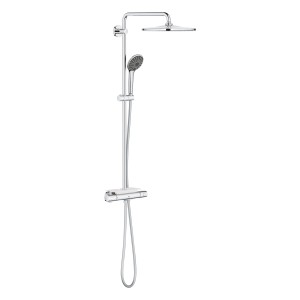 Grohe QuickFix Vitalio Duschsystem mit Kopf- und Handbrause, Thermostatbatterie für Wandmontage.
