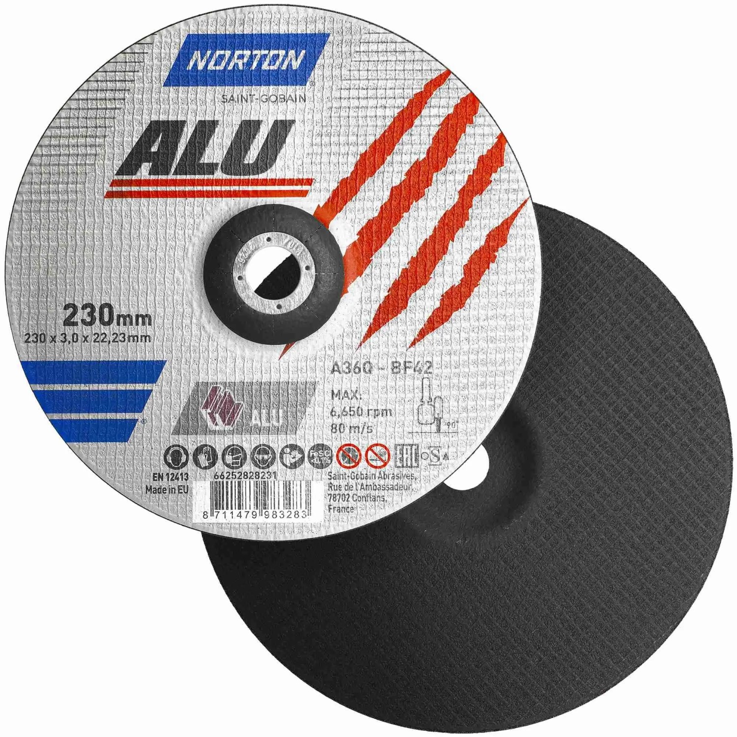 Norton Trennscheibe A 36 Q ALU 230 x 3 x 22,23 mm 10 Stück