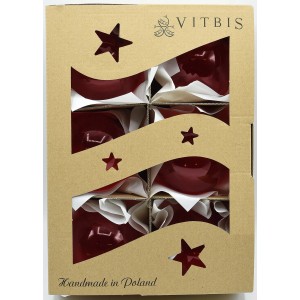 Vitbis Weihnachtskugeln, 6-teilig, Ø 8 cm, rot, glänzend, transparent im Karton.