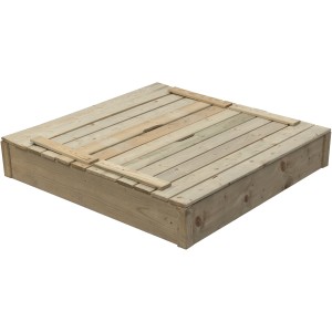 Imprägnierter SwingKing Sandkasten Robert 120x120 cm mit Deckel aus Holz.