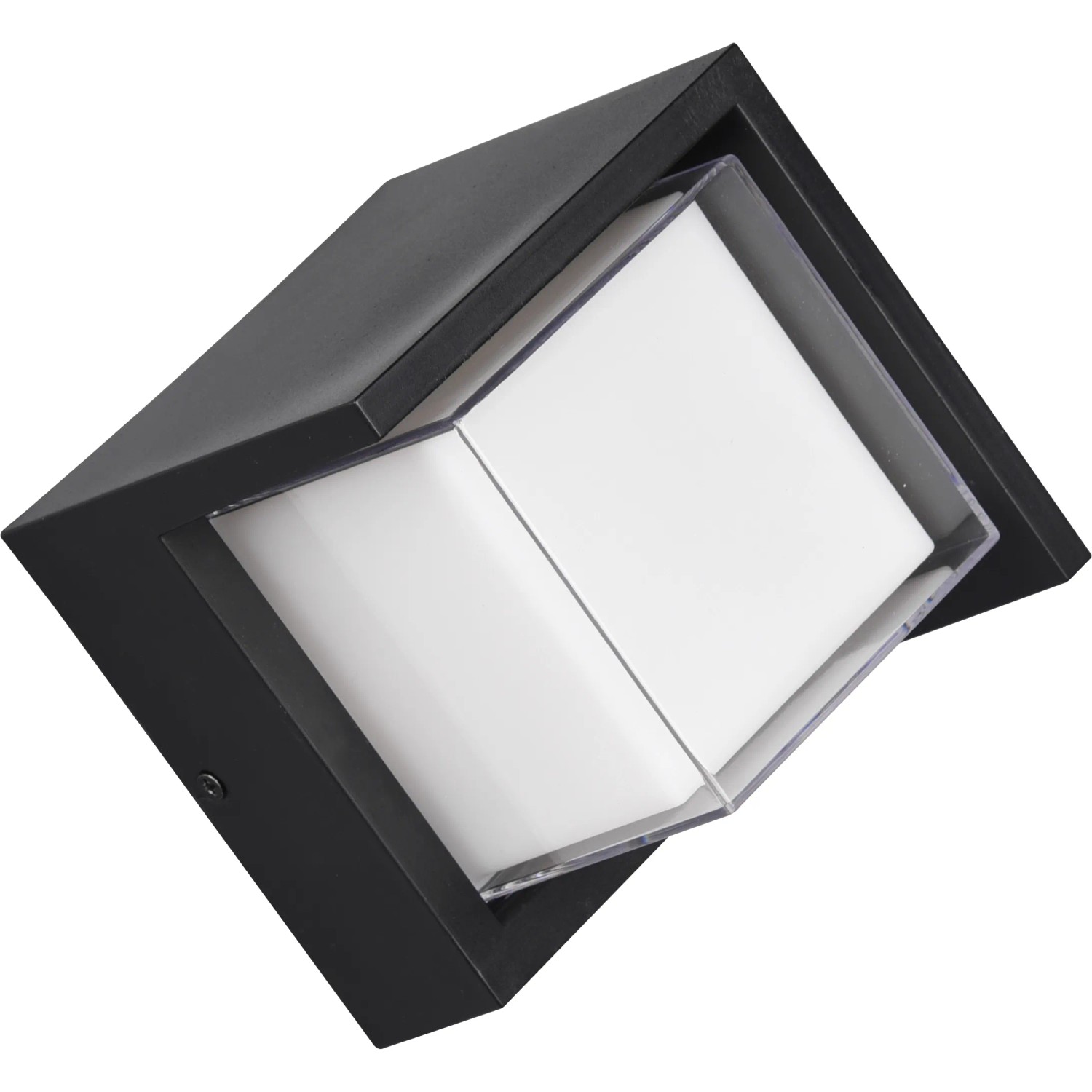 Moderne, schwarze Reality LED-Außenwandleuchte Puno mit weißem Diffusor.