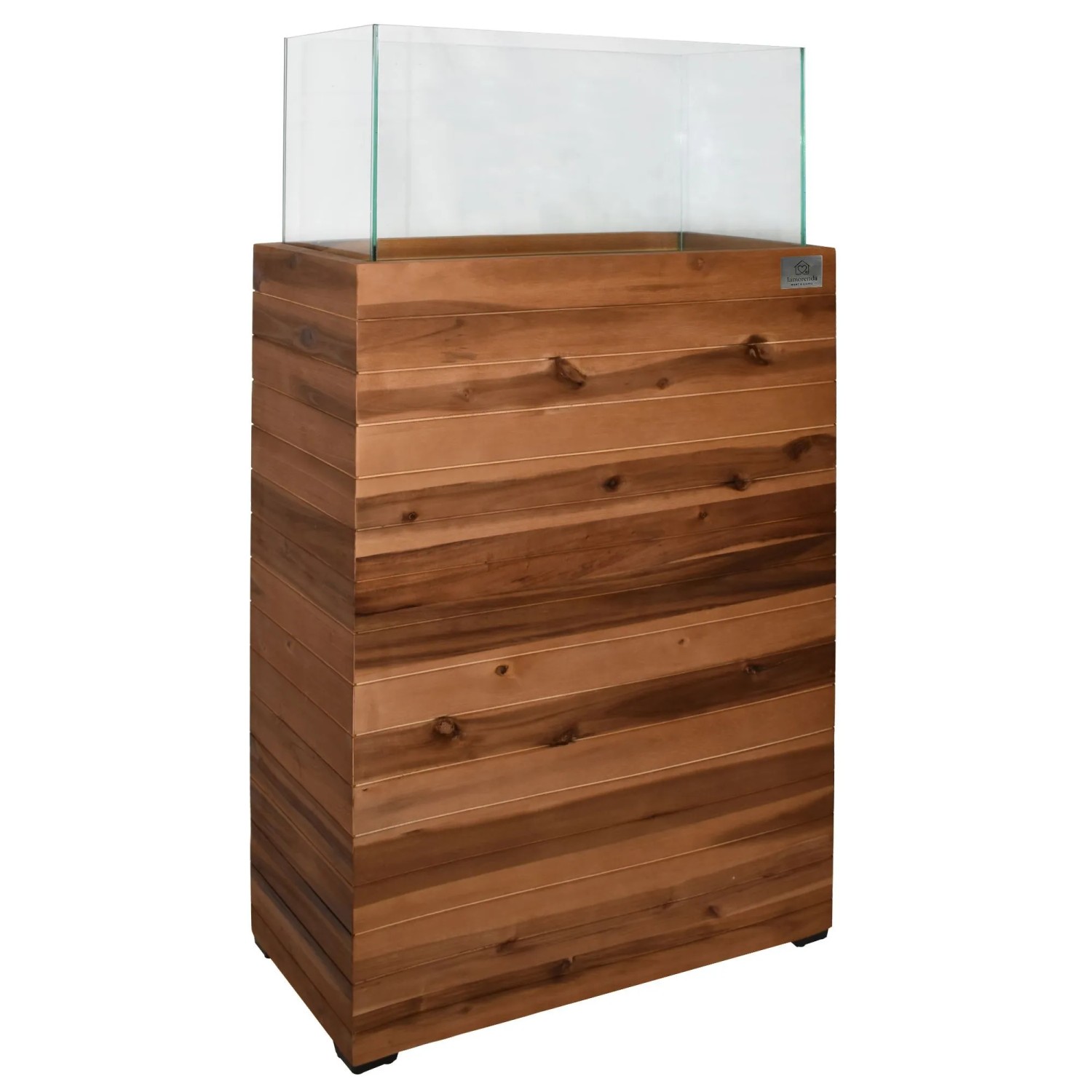 LAMORENDA Windlicht Akazienholz 53 x 26 x 100 cm Innen- und Außenbereich Dunkelbraun