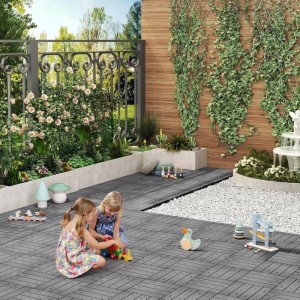 WOLTU WPC Terrassenfliesen Holzoptik 22 Stück/2 m² Hellgrau