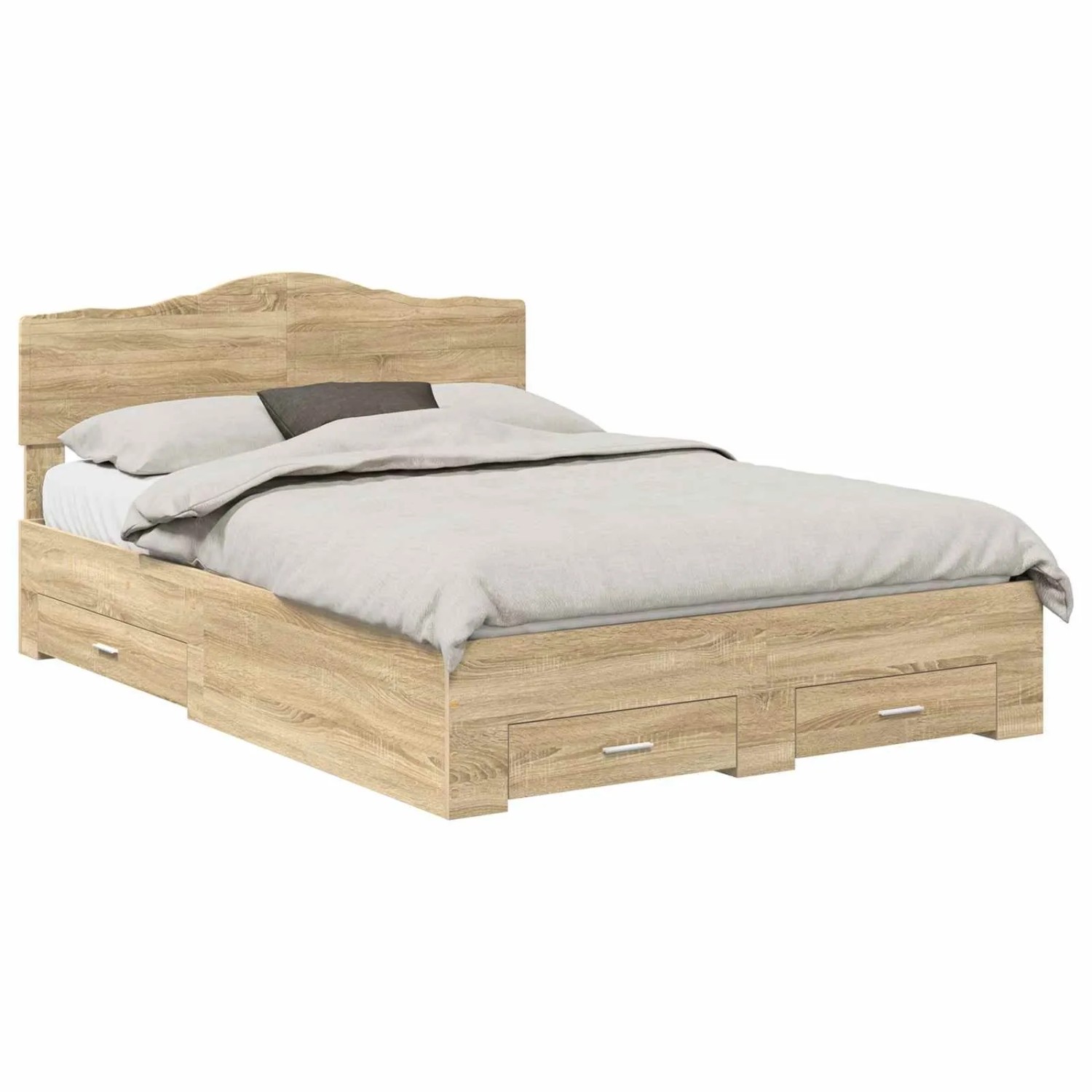 vidaXL Bettrahmen mit Kopfteil Sonoma-Eiche 140 x 190 cm Holzwerkstoff 3413195