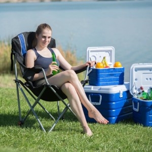 Relaxdays Campingstuhl Stahl Blau Faltbar Verstellbar mit Polsterung 108 cm x 90 cm x 72 cm