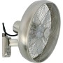 Chromfarbener Lucci Air Wandventilator Breeze Wall mit Fernbedienung.