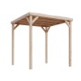 Karibu Pavillon Kvadrat aus naturbelassenem Holz, 231x231x243 cm, mit Massivholzdach.