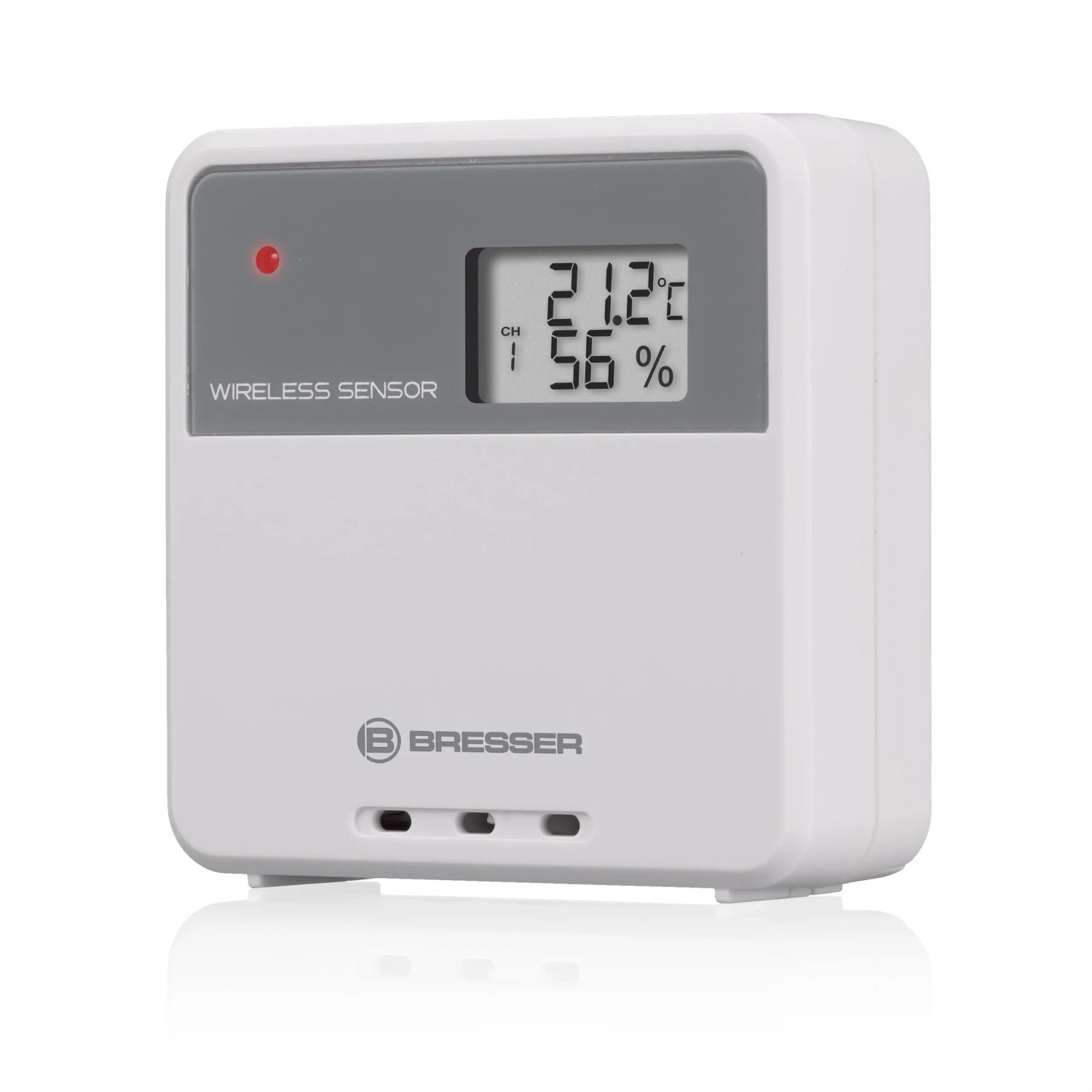Bresser MeteoTemp P Funk-Sensor für Wetterstation, mit Temperatur- und Feuchtigkeitsanzeige.
