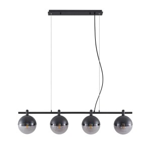 Lucande Pendelleuchte Dustian 9639223 Design Modern in Schwarz aus Glas 4-flammig E27 Wohnzimmerleuchte