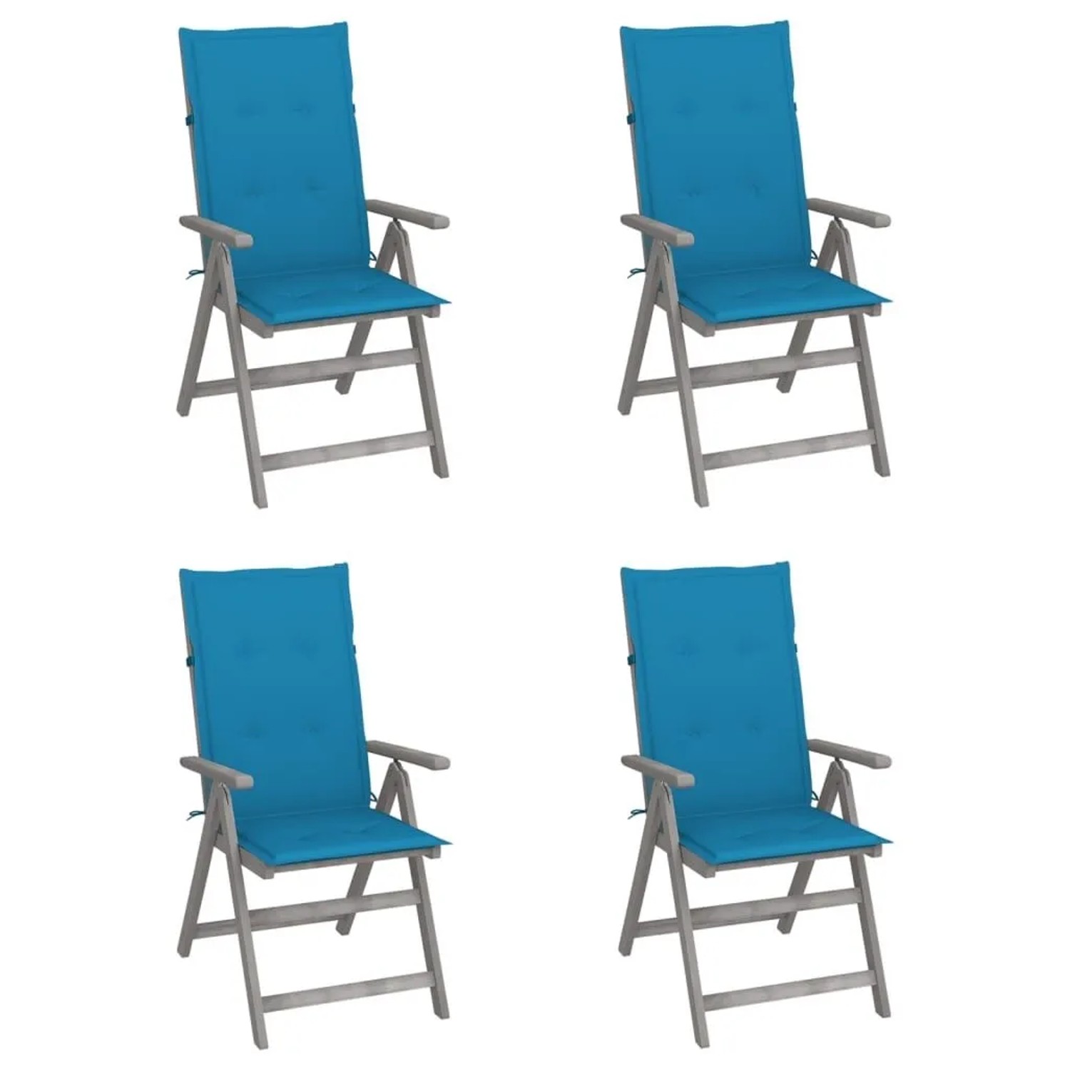 vidaXL Hochlehner Verstellbar 4 Stk mit Auflagen Massivholz Akazie 3065381