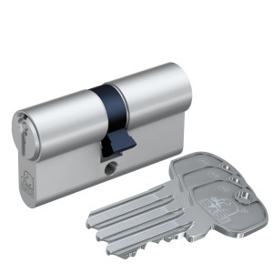 Basi Profil-Kurzzylinder, 27/40 mm, gleichschließend, mit Schlüssel für dünne Türen.