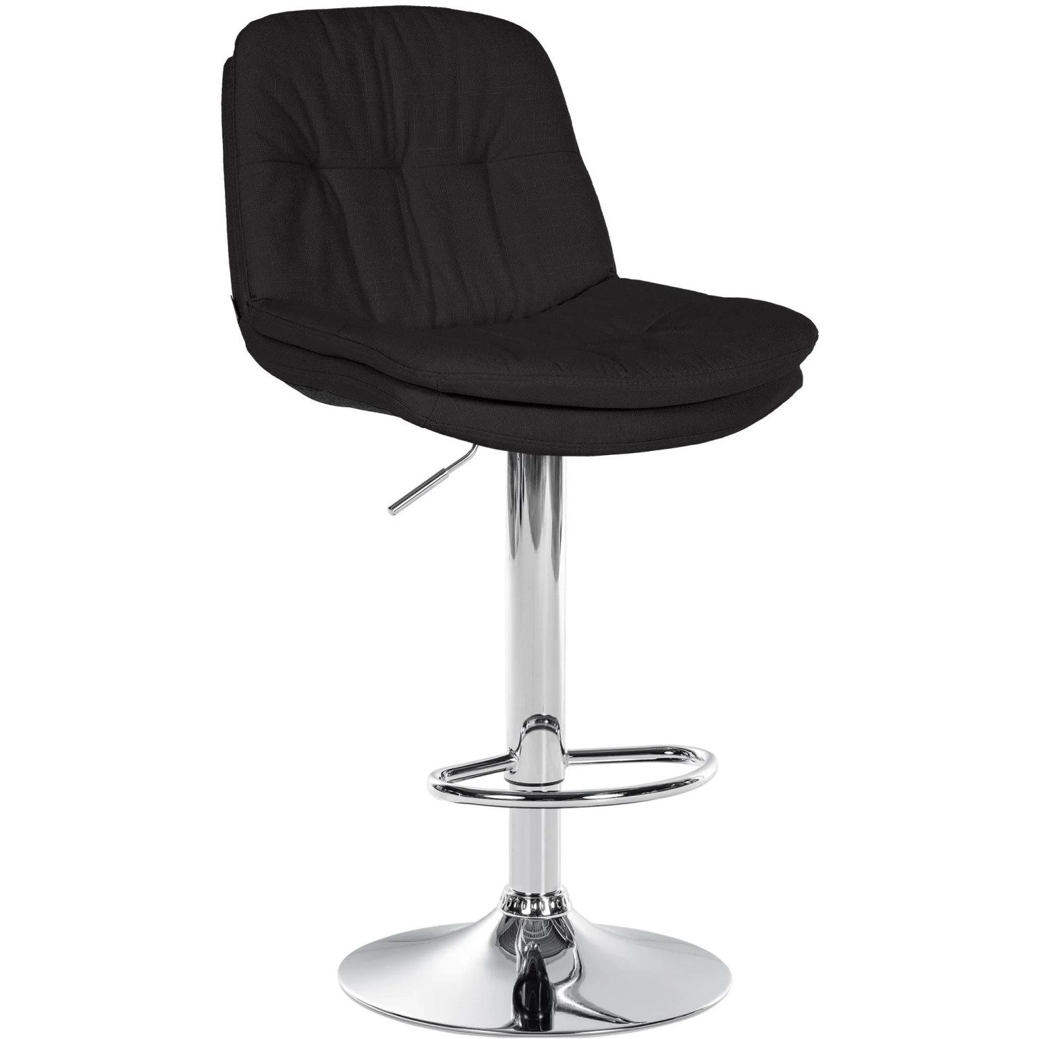 DELUKE Barhocker MITUN Stoff Schwarz 46x54x92cm Silber Barstuhl Höhenverstellbar Mit Lehne Drehbar Tresenhocker Tresenstuhl