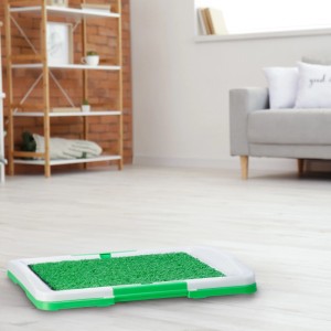 Relaxdays Hundeklo Kunststoff Grün Weiß mit Rasen 5,5 cm x 45,5 cm x 33 cm 0,7 kg