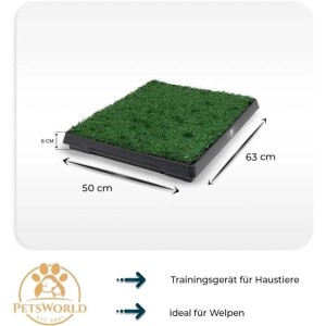 Petsworld Welpentoilette 50x50 cm mit Kunstrasen für drinnen und draußen.