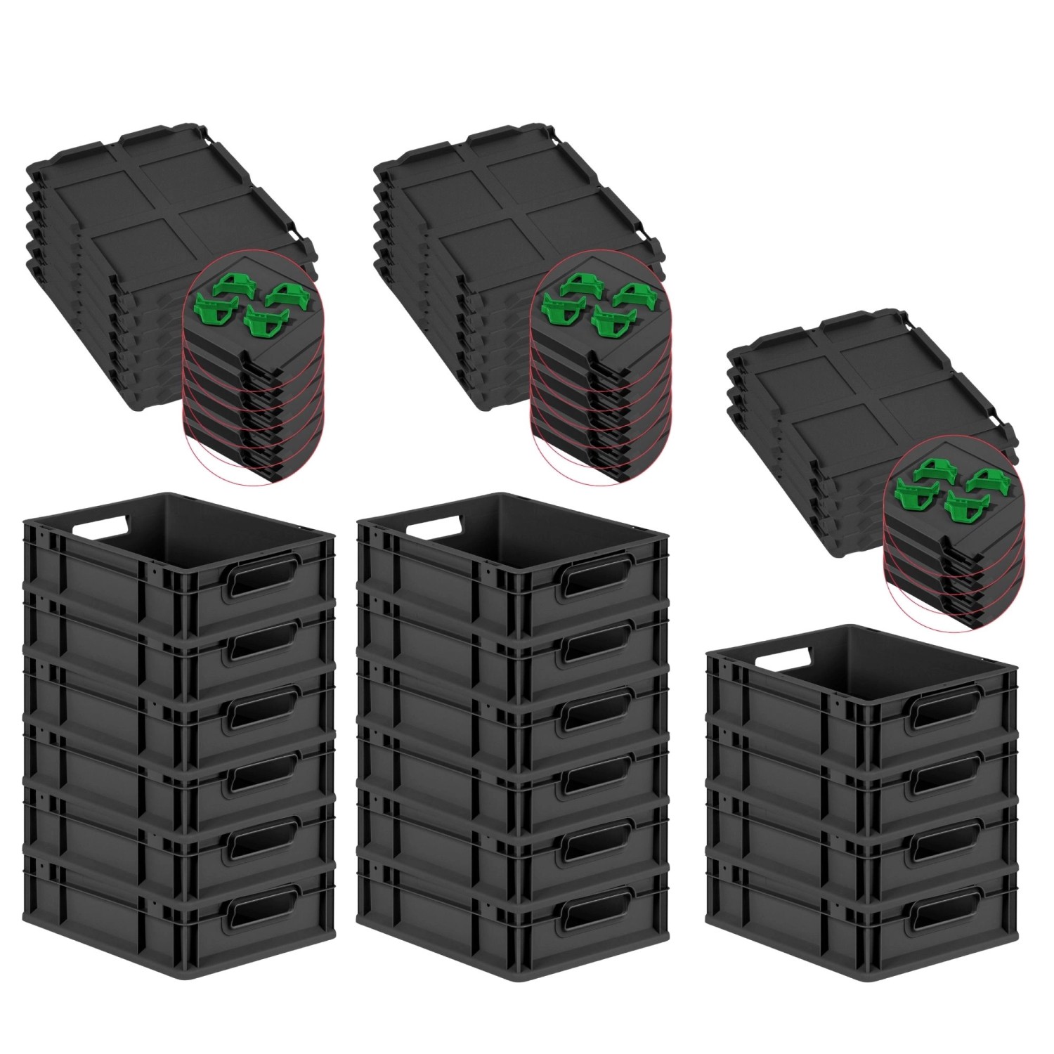 PROREGAL SuperSparSet 16x Eurobox Nextgen Grip Mit Auflagedeckel Und Grünen günstig online kaufen