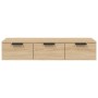 vidaXL Wandschrank Sonoma-Eiche, 102x30x20 cm, Holzwerkstoff mit drei Schubladen.