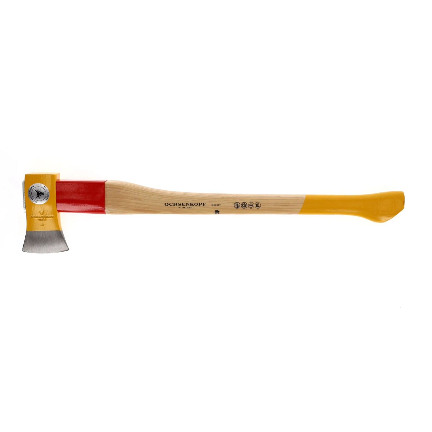 Ochsenkopf Axt OX 648 H-1257 Spalt-Fix® mit Hickory-Holzstiel, gelb/rot.