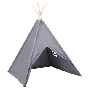 vidaXL Kinder Tipi-Zelt mit Tasche Pfirsichhaut Grau 120x120x150 cm 80272