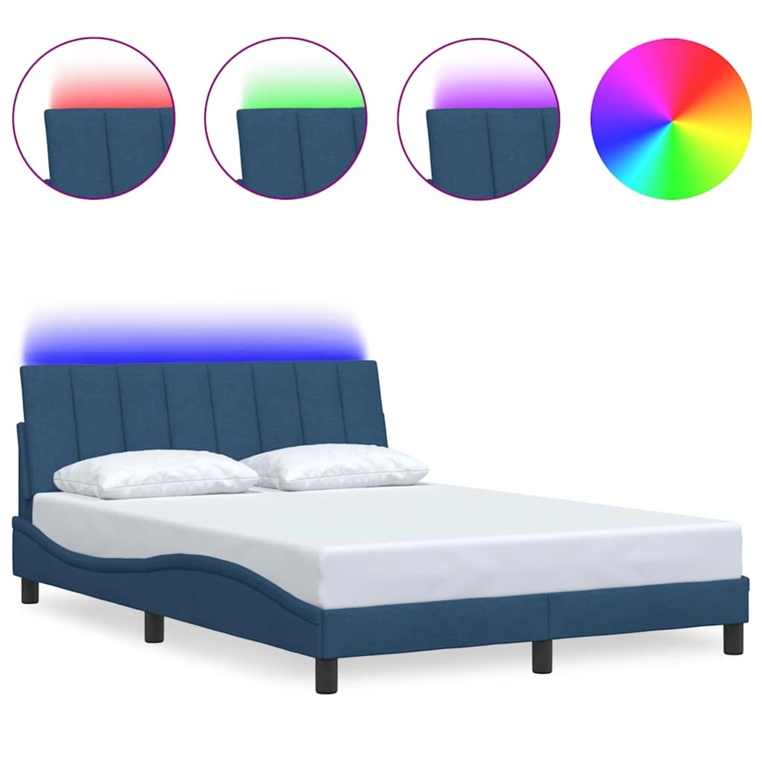 vidaXL Bettgestell ohne Matratze Hanko Blau 120x200 cm Stoff 3310453 günstig online kaufen