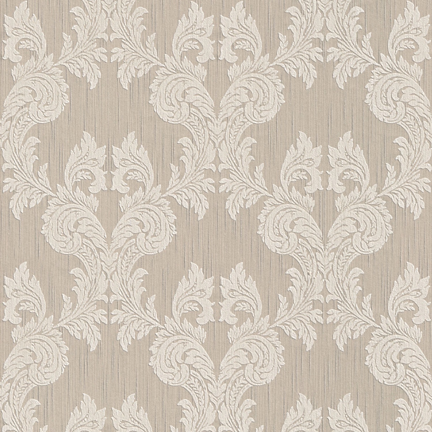 Bricoflor Ornament Tapete Beige Weiß Rokoko Vliestapete Elegant Ideal für Wohnzimmer und Esszimmer Edle Vlies Textiltape