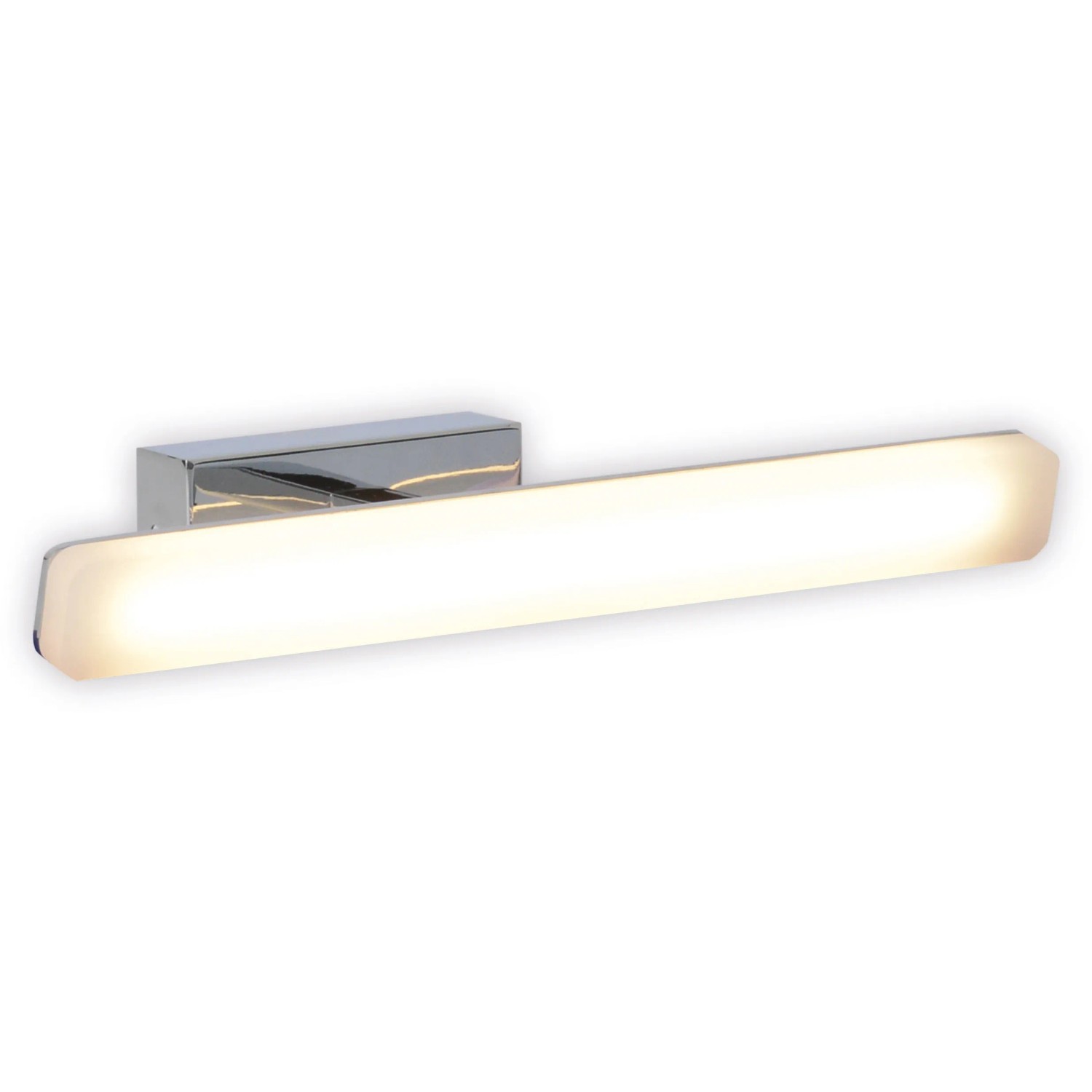 Näve LED-Spiegelleuchte Vareta, Chrom, 31,5 cm. Moderne Wandleuchte mit warmweißem Licht.