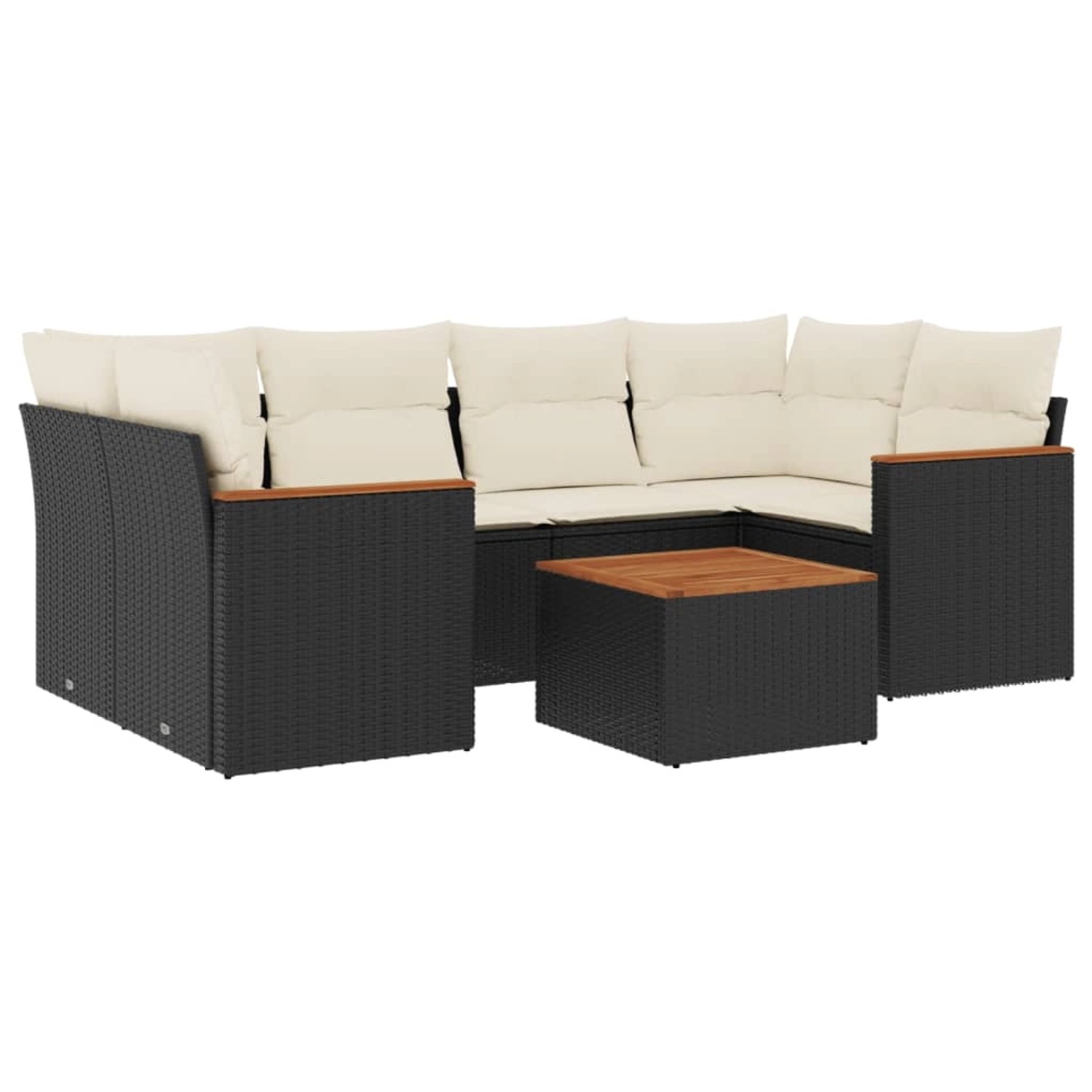 vidaXL 7-Tlg Garten-Sofagarnitur mit Kissen Schwarz Poly Rattan 3258199 günstig online kaufen