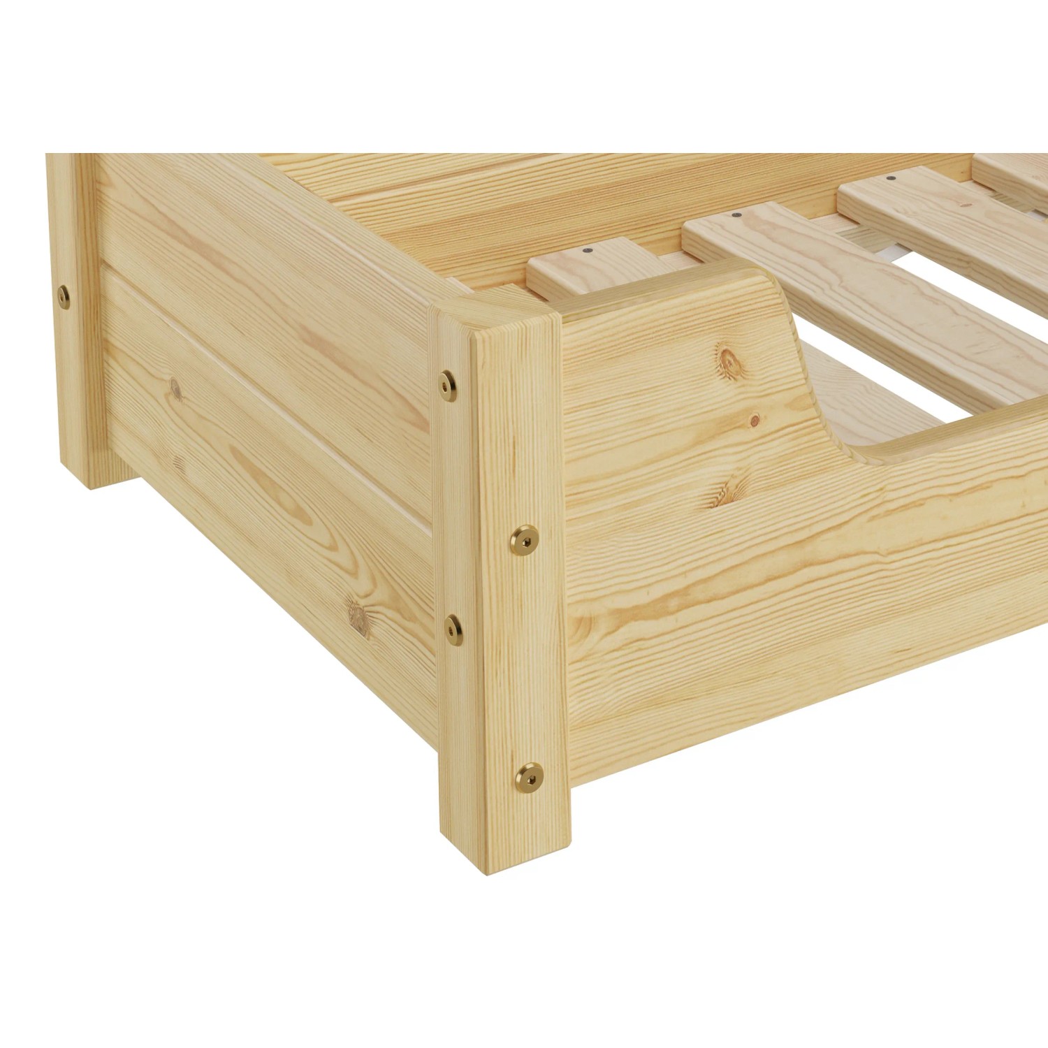 Detailaufnahme: Gemütliches Tierbett aus Kiefernholz (60x40 cm) mit Rollrost, Teil der Kategorie Hundesofas & Hundecouch.