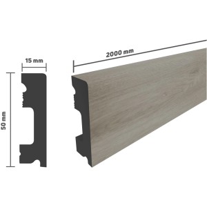 Selit Sockelleiste Selitstyle® FBL50 Eiche Lucca, Profilansicht mit Maßen.