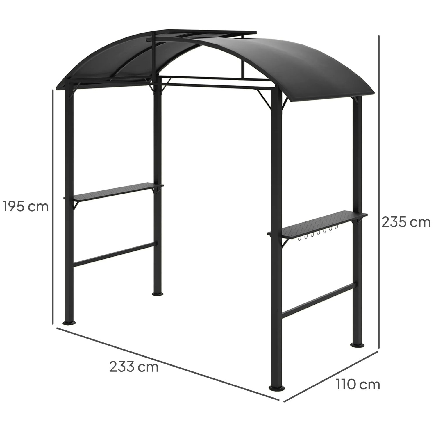 Outsunny GrillPavillon Stahl Polyester Dunkelgrau 233L x 110B x 235H cm_3