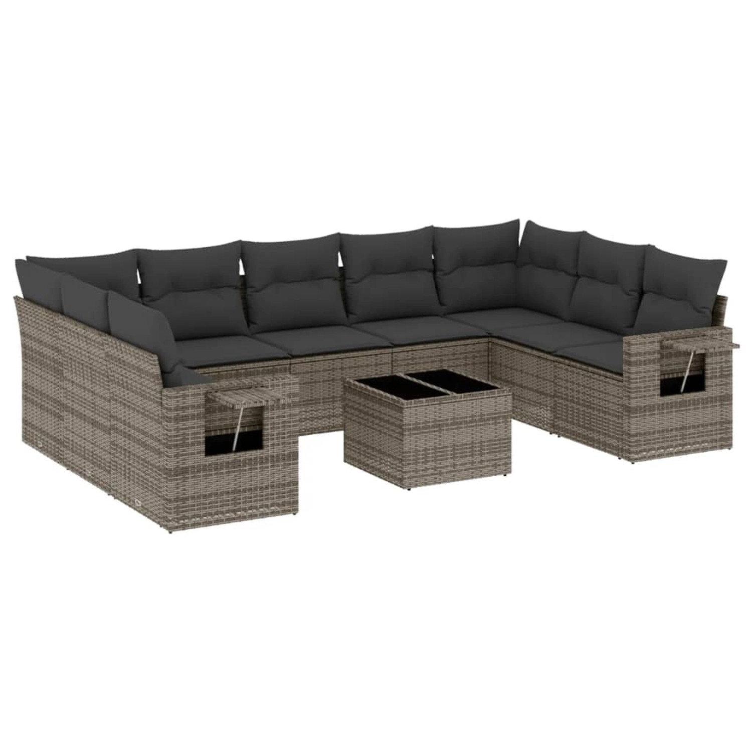 vidaXL 10-Tlg Garten-Sofagarnitur mit Kissen Grau Poly Rattan 3252947 günstig online kaufen