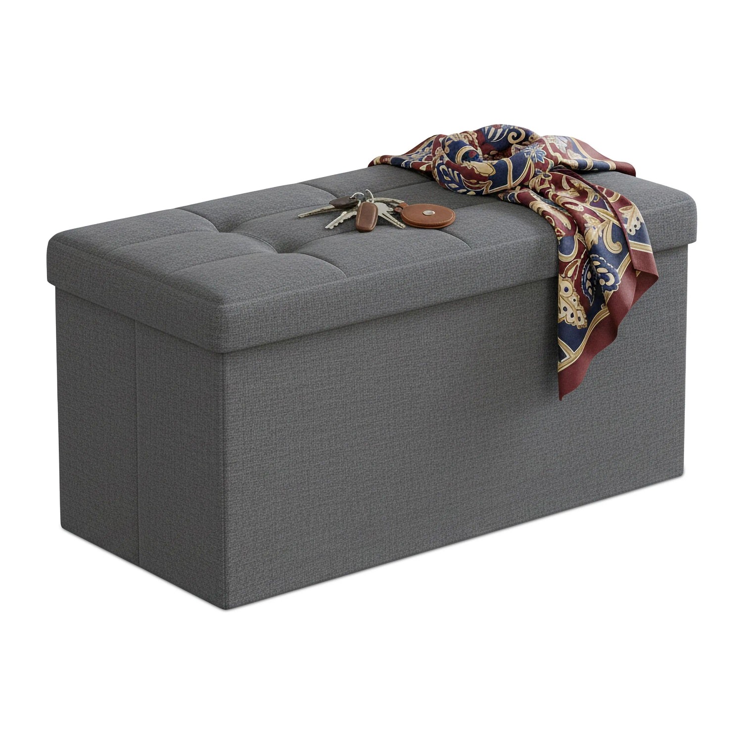 Relaxdays Sitzbank Stoff Dunkelgrau Faltbar Mit Stauraum 38 cm x 76 cm x 38 cm 3,9 kg