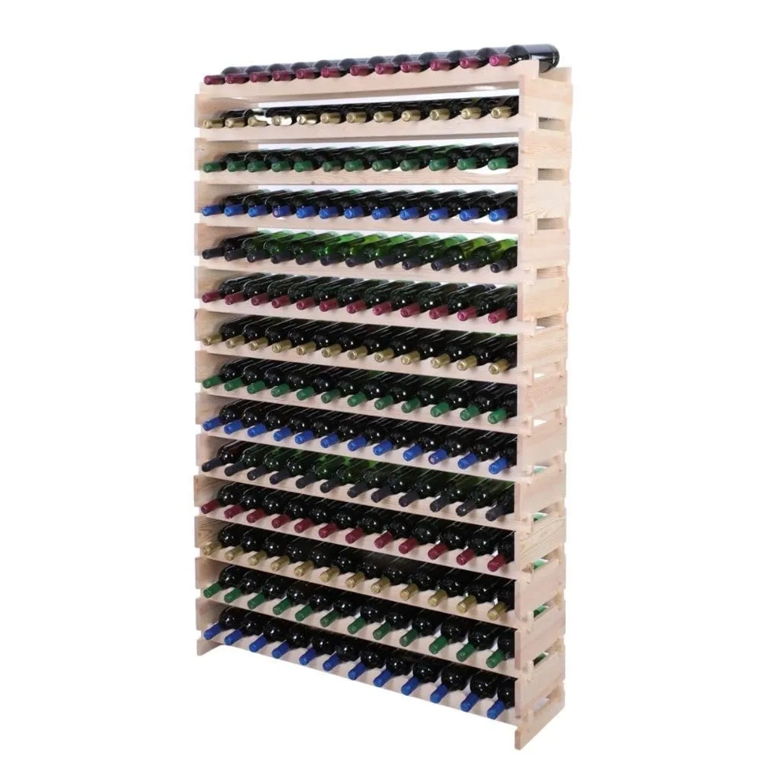 PROREGAL Weinregal VINOTECA FLEX PRO HxBxT 191x123x28cm 168 Flaschen Auf 14 Ebenen Massives Kiefernholz Natur Unbehandelt