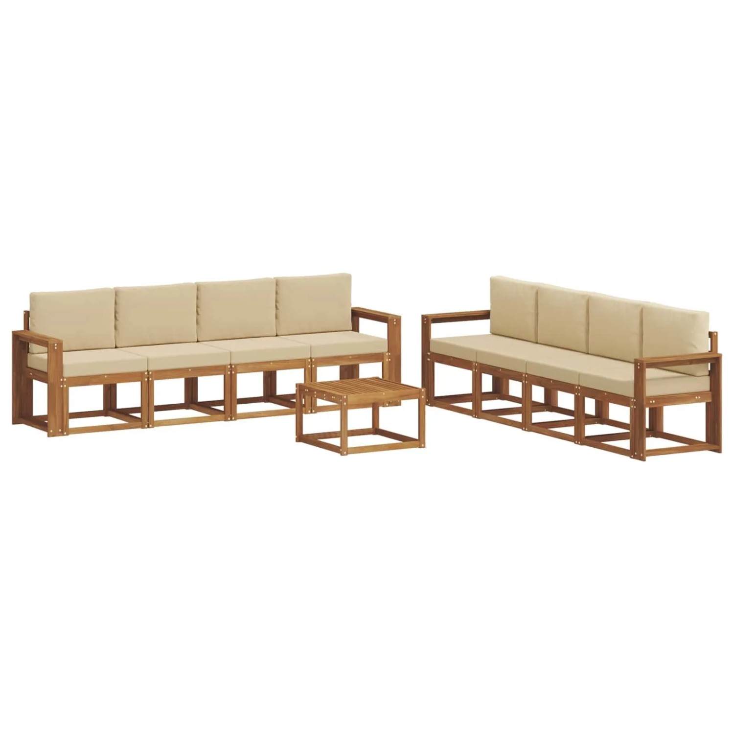 vidaXL Outdoor-Sofagarnitur 9 Stk Natur und Beige Massivholz Akazie 3366191