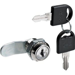 Hettich Möbelschloss mit gekröpftem Riegel, Stahl vernickelt, inklusive 2 Schlüssel.