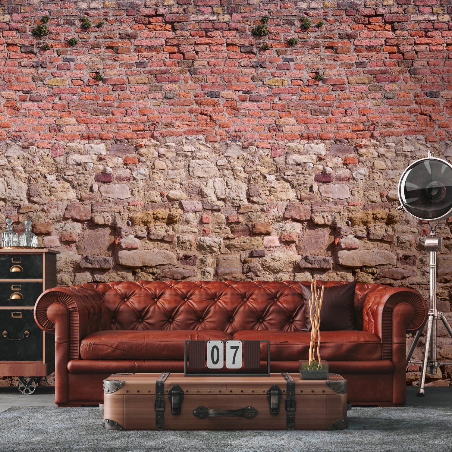 PROFHOME 392461-GU Fototapete Ziegelstein Matt Rot Braun Beige 1,59 m x 2,8 günstig online kaufen